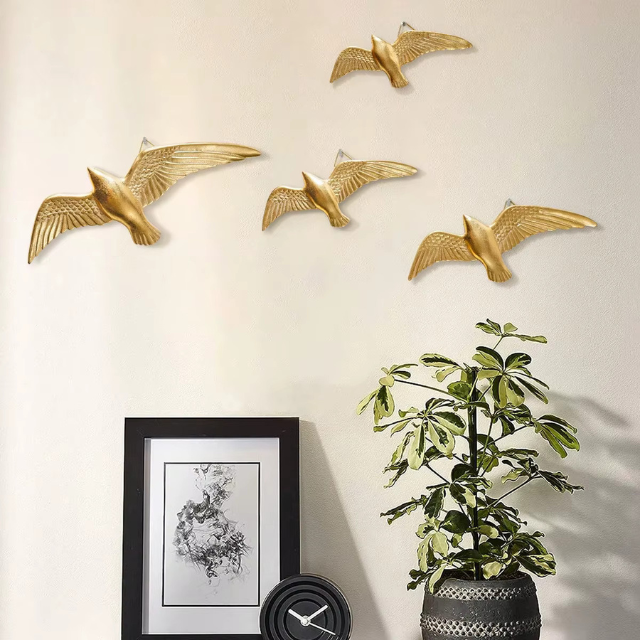 4er-Set dekorativer Wandbehang in goldener Vogelform für Wohnzimmer und Party-Dekoration - Bild 3
