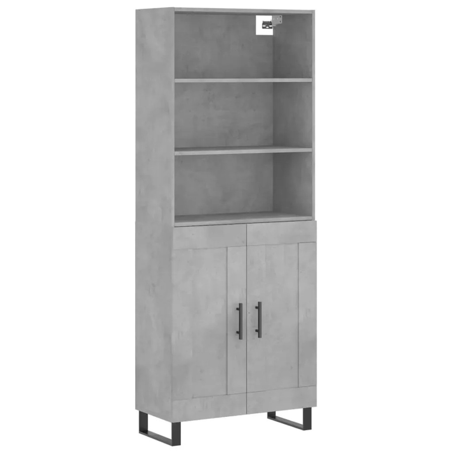 vidaXL Highboard Betongrau aus Holzwerkstoff und Metall, B/T/H: 69,5 x 34 x 180 cm - Bild 2