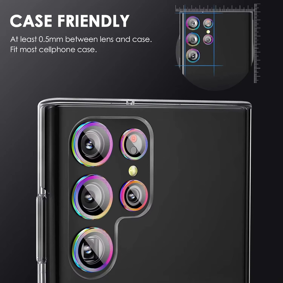 Samsung Galaxy S26 Ultra S26 Plus S25 Ultra Kameraobjektivschutz aus gehärtetem Glas mit Metallrahmen in Schwarz - Bild 5