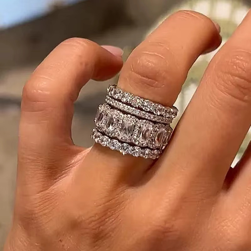 Huitan Ring, 4er-Set, Silber, Zirkonia, Damen - Bild 2