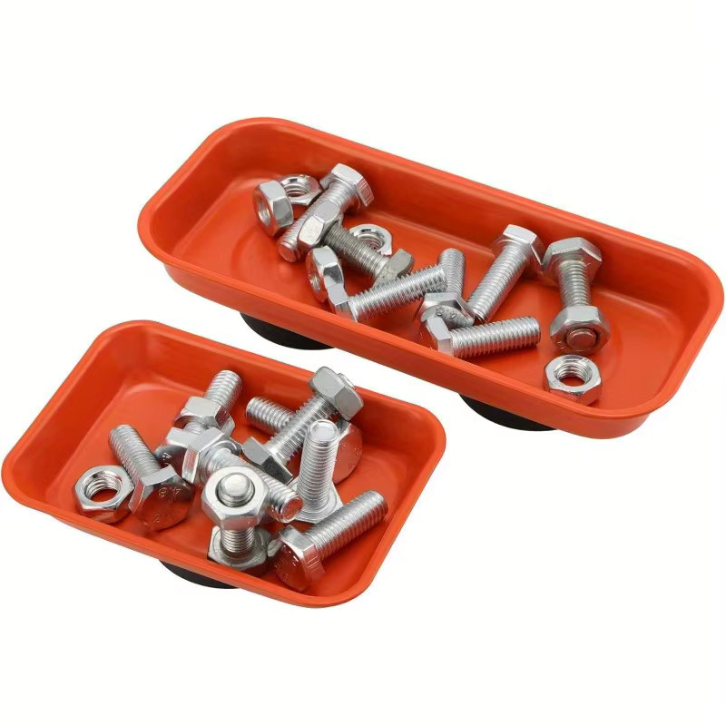 Magnetisches Magnet-Tablett Set aus Edelstahl in Orange für Schrauben und Muttern in Werkstatt und Garage - Bild 3