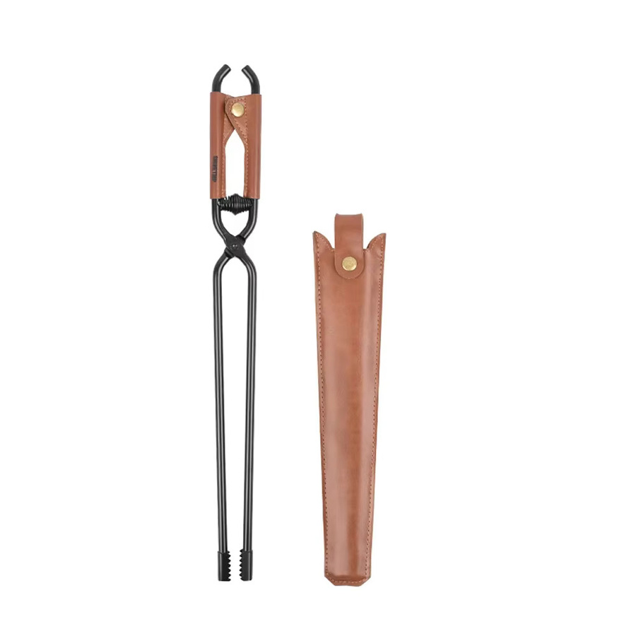LIXADA Holzkohle-Zange mit Ledergriff für Camping, Grill und Lagerfeuer - Bild 4