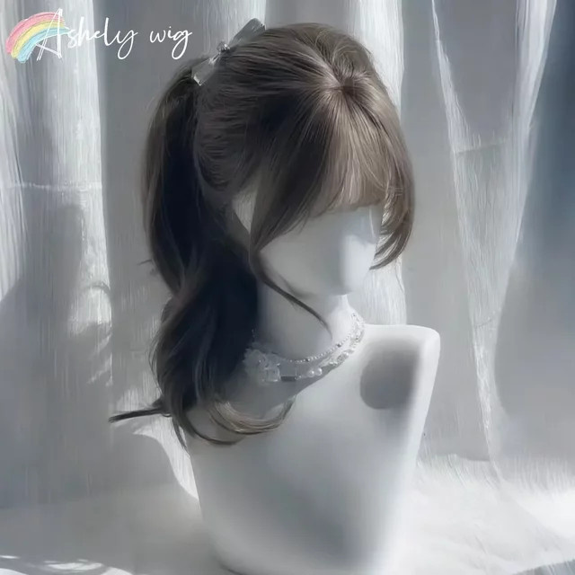 Ashely wigs Perücke, graubraun, lang gewellt mit Pony, 61 cm - Bild 1