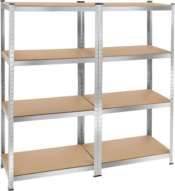 tectake Schwerlastregal mit verzinktem Stahlgestell und MDF-Böden in Silber, B/T/H: 160 x 40 x 160 cm - Bild 2