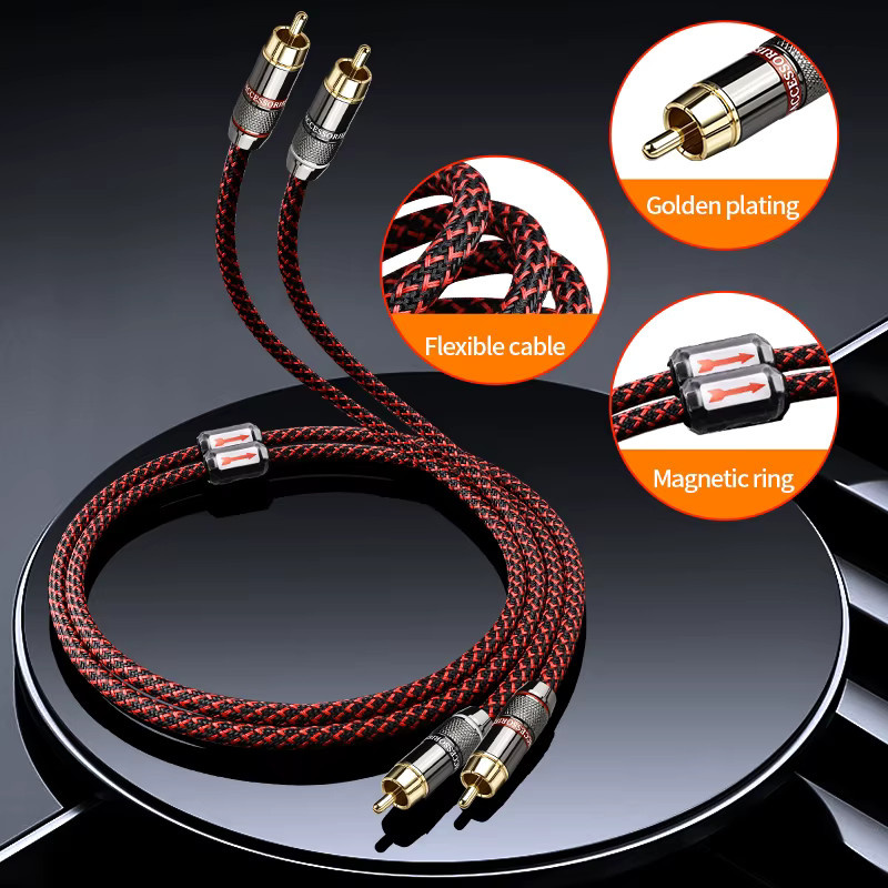 YYTCG RCA Audio Kabel 2 RCA zu 2 RCA Interconnect Kabel HIFI Stereo 4N OFC Stecker auf Stecker für Verstärker DAC TV und Auto Audio - Bild 4