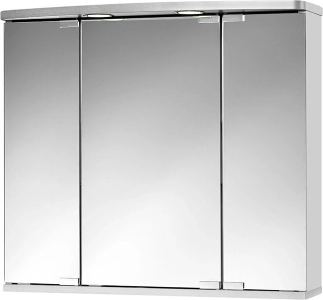 Jokey Spiegelschrank Doro in Alufarben mit 3 Türen, LED-Beleuchtung und Steckdose für dein Badezimmer oder Gäste-WC - Bild 1