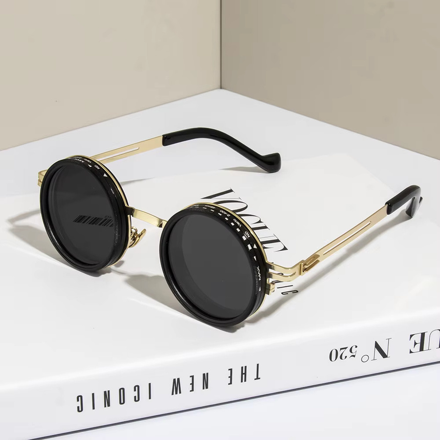 ND9 Sonnenbrille, Rund, Vollrand, Schwarz, Unisex, polarisiert - Bild 2