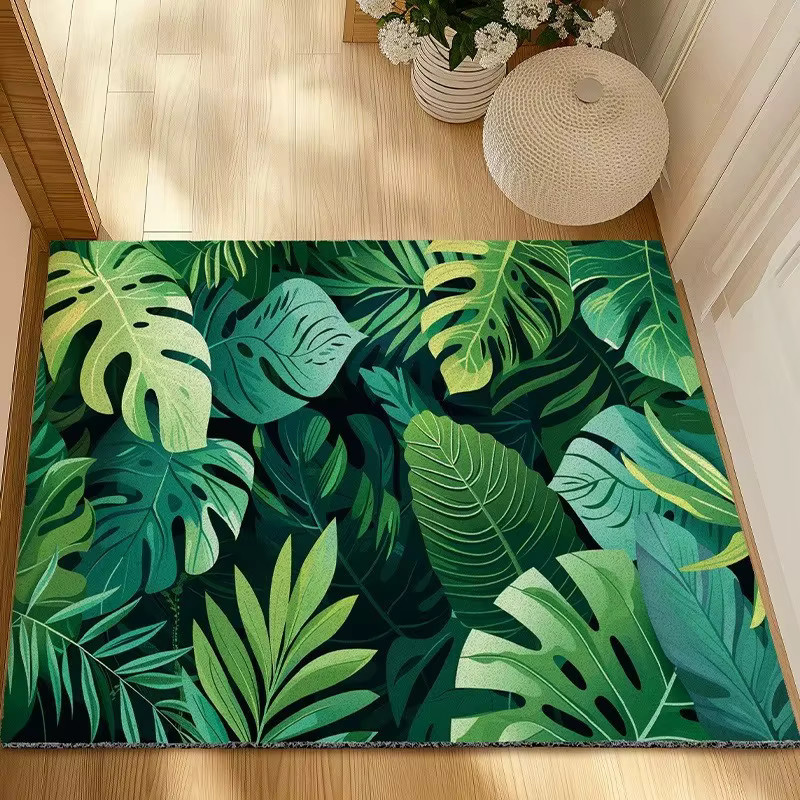 Rutschfeste Fußmatte mit tropischem Blattmuster in Grün, rechteckiger Teppich aus Polyester für deinen Eingangsbereich oder das Schlafzimmer - Bild 2