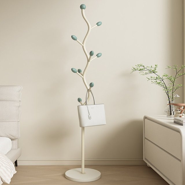 LIUSHADUOLA Kleiderständer aus Schmiedeeisen in Cremeweiß mit Haken für das Wohnzimmer - Bild 1