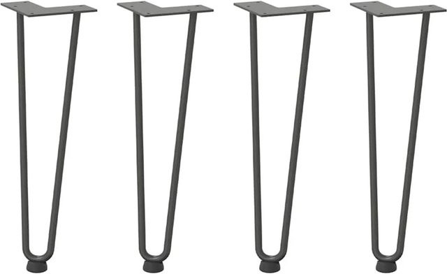 vidaXL Haarnadelbeine für Couchtisch aus Massivstahl, 4 Stück, Anthrazit, Höhe: 42 cm - Bild 1