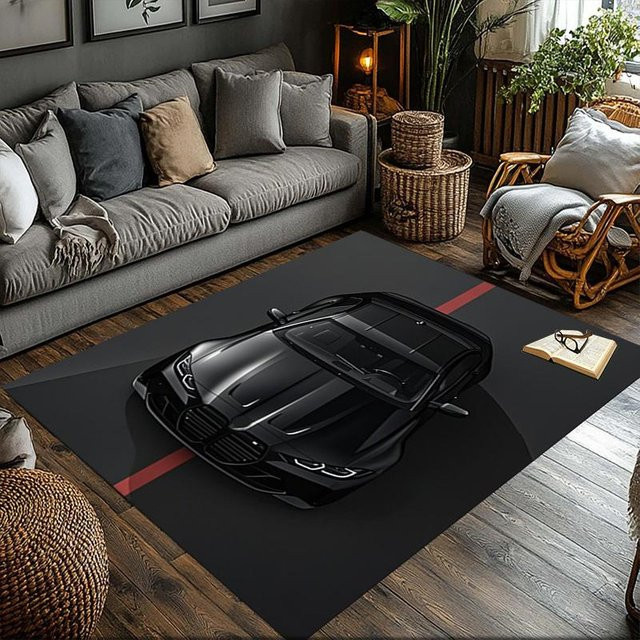 CSQ Nine Rutschfeste Teppichmatte mit Auto-Muster in Schwarz, B/B: 60 x 90 cm - Bild 1
