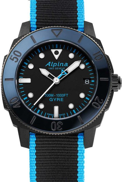 Alpina Damenuhr Seastrong Ladies Diver, Automatik, 36 mm, Schwarz, Textil/NATO - Bild 1