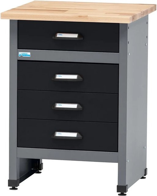 Küpper Werkbank mit 4 Schubladen in Schwarz-Hellgrau, B/T/H: 84 x 60 x 60 cm - Bild 1