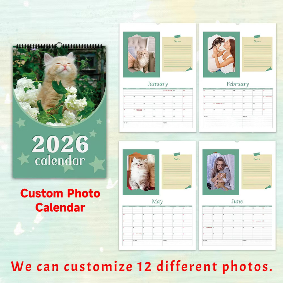 Personalisierter Wandkalender 2026 mit 6 eigenen Fotos in Weiß für Erwachsene - Bild 3