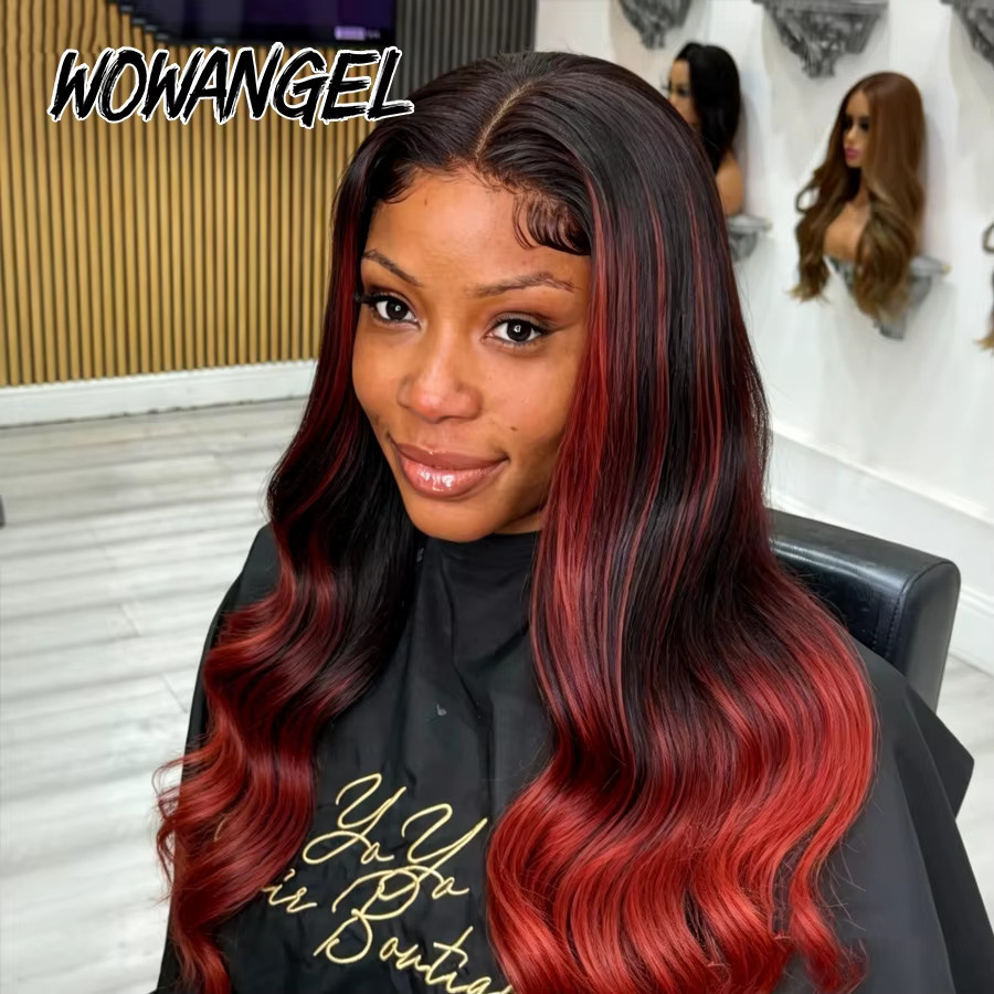 WOWANGEL Rote Ombre Echthaarperücke, 5X5 HD Lace Closure, Damen - Bild 2