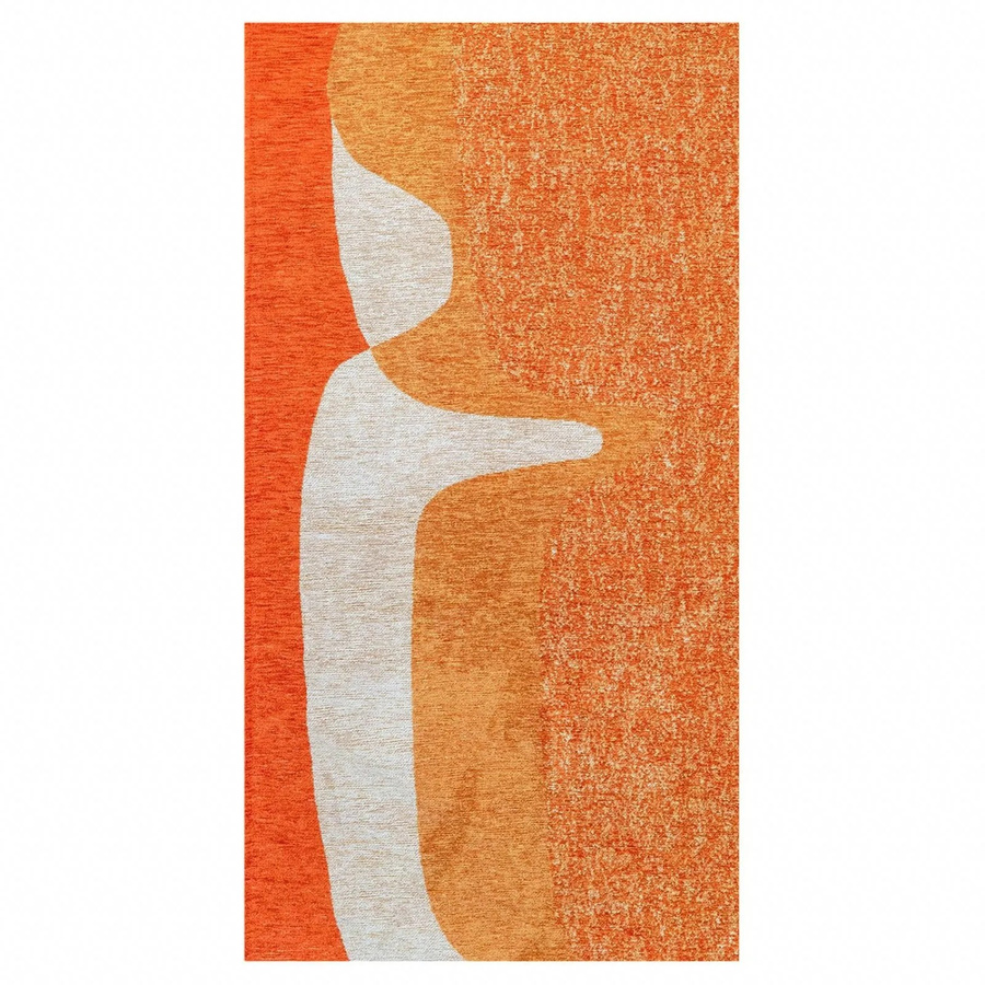 Lola&Moi Teppich Cocktail in Orange und Gold mit geometrischem Vintage-Design der 70er Jahre, Breite: 80 cm, Tiefe: 150 cm - Bild 2