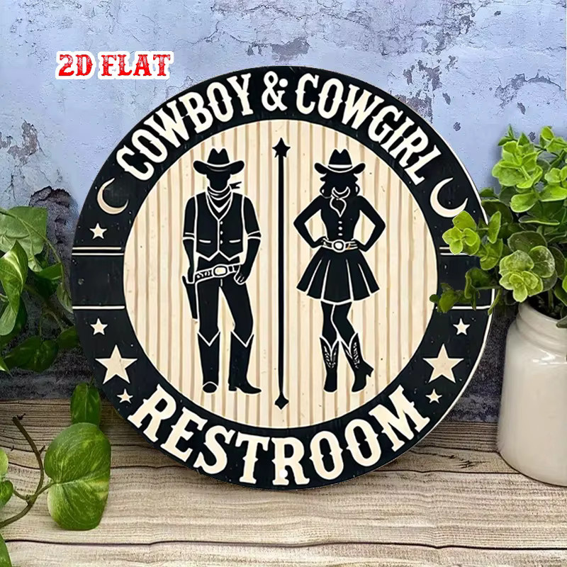 Potdemiel Vintage Western Cowboy & Cowgirl Toilettenschild aus Metall, rustikale Wanddekoration in Mehrfarbig, Breite: 7,8 cm, Höhe: 7,0 cm, Tiefe: 7,0 cm - Bild 3