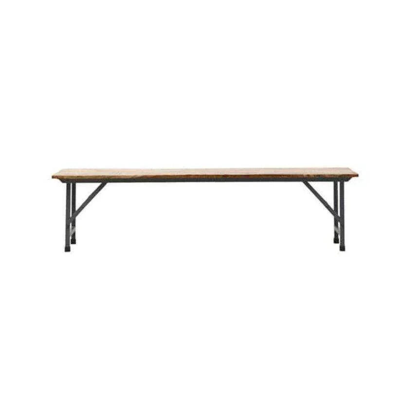 House Doctor Bank Party aus Mangoholz in Natur mit Eisengestell, Breite: 180 cm - Bild 1