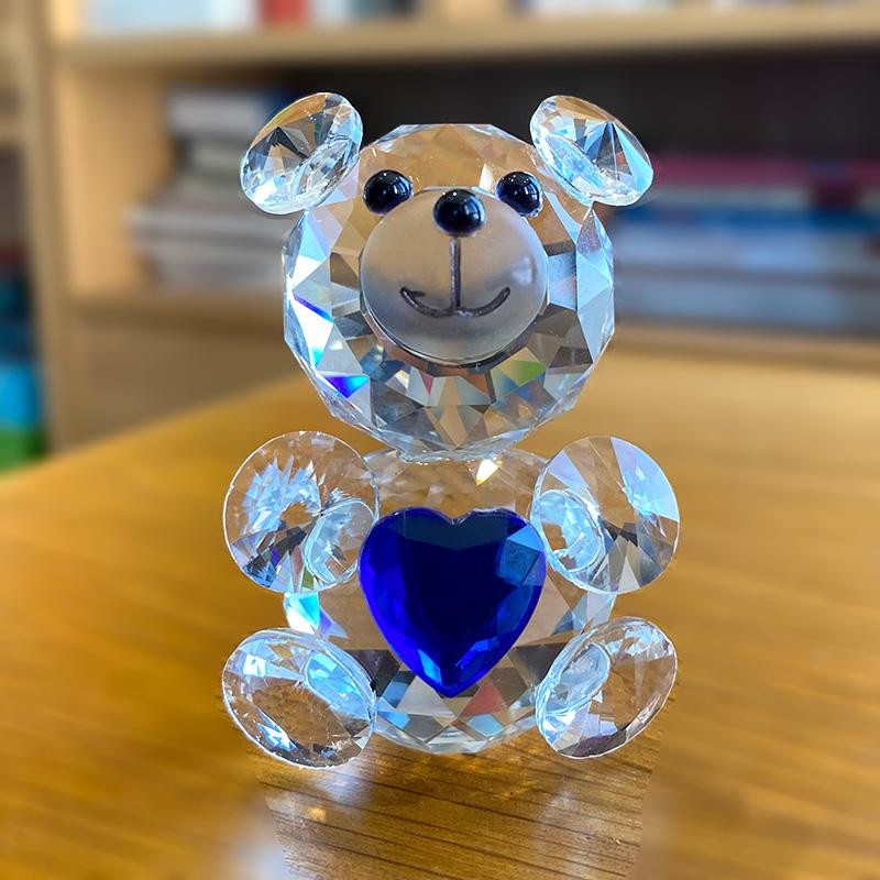 Yiran Furniture Kristall Bär Figur aus K9 Kristall in Transparent als modernes Deko-Ornament und Briefbeschwerer - Bild 2