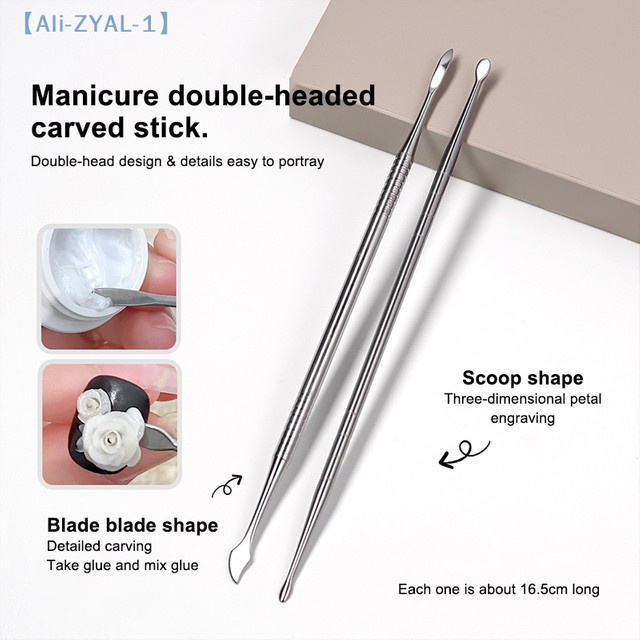 JETTING Dual-End Skulptur-Spatelstift für Nagelkunst, 3 Stück - Bild 1