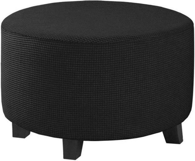 Bestbags Rundhockerbezug aus elastischem Spandex in Schwarz - Bild 1