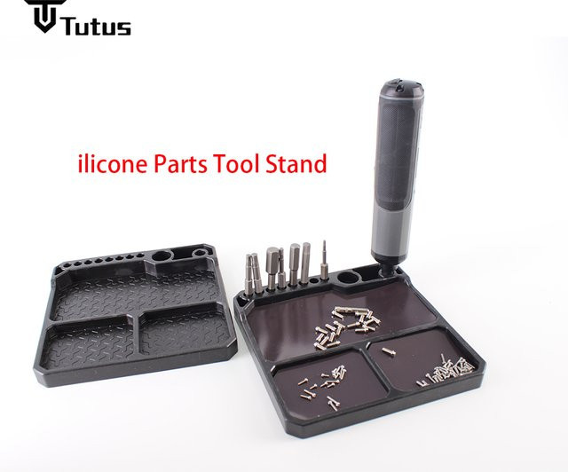 Silikon-Teileablage mit Werkzeugständer in Schwarz, Breite: 16 cm, Tiefe: 16 cm, Höhe: 3 cm - Bild 1