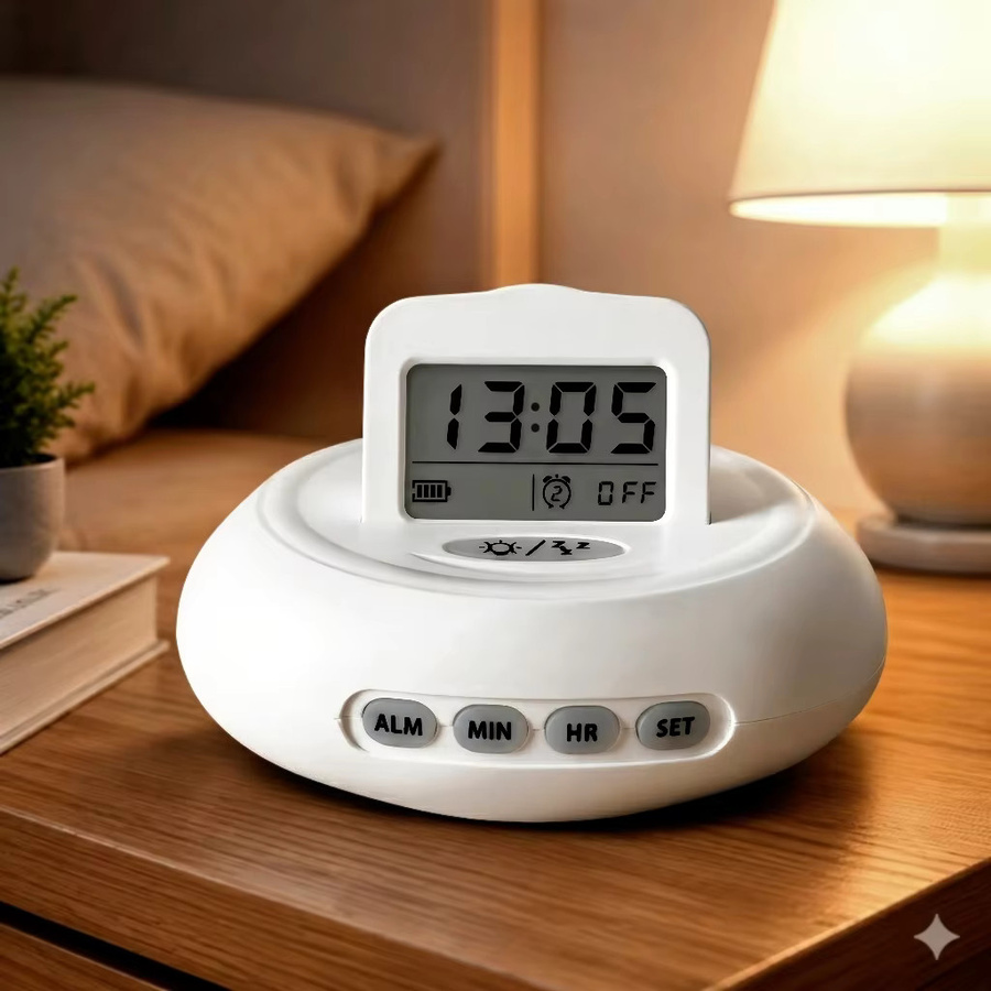 Fandeii Vibrationsalarm-Wecker in Weiß mit Bettvibrator für Tiefschläfer, Gehörlose und Hörgeschädigte, 3 unabhängige Alarme und 4 Alarmmodi mit lautem Alarmton - Bild 4