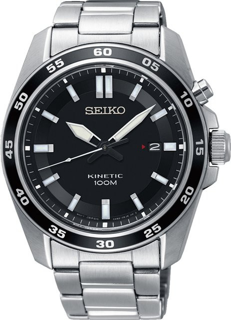 Seiko Armbanduhr, Kinetik, Edelstahl, Schwarz, 42 mm, Herren - Bild 1