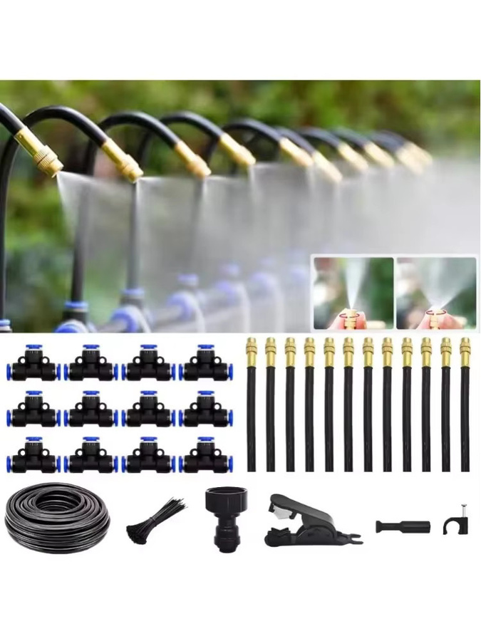 AZNM Universelles Gartenbewässerungsset mit T-Stück, Zerstäuberdüse und automatischem Tropfbewässerungssystem in Schwarz - Bild 5