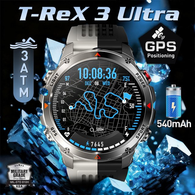 OUIO GPS Smartwatch für Männer in Silber mit Metallgehäuse, Barometer, Kompass und 3ATM Wasserdichtigkeit für Sport und Schwimmen - Bild 1