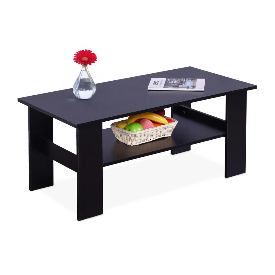 Relaxdays Couchtisch aus Holzwerkstoff in Schwarz mit Ablage, B/T/H: 100 x 50 x 43,5 cm - Bild 2