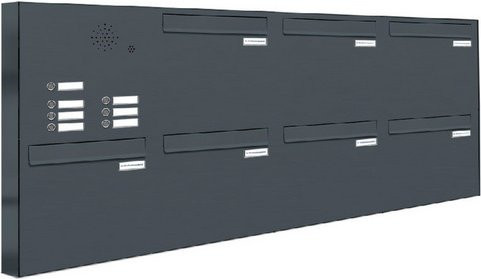 AL Briefkasten für 7 Parteien mit Zaundurchwurf, grau, B/H/T: 153,6 x 68,4 x 11,6 cm - Bild 1