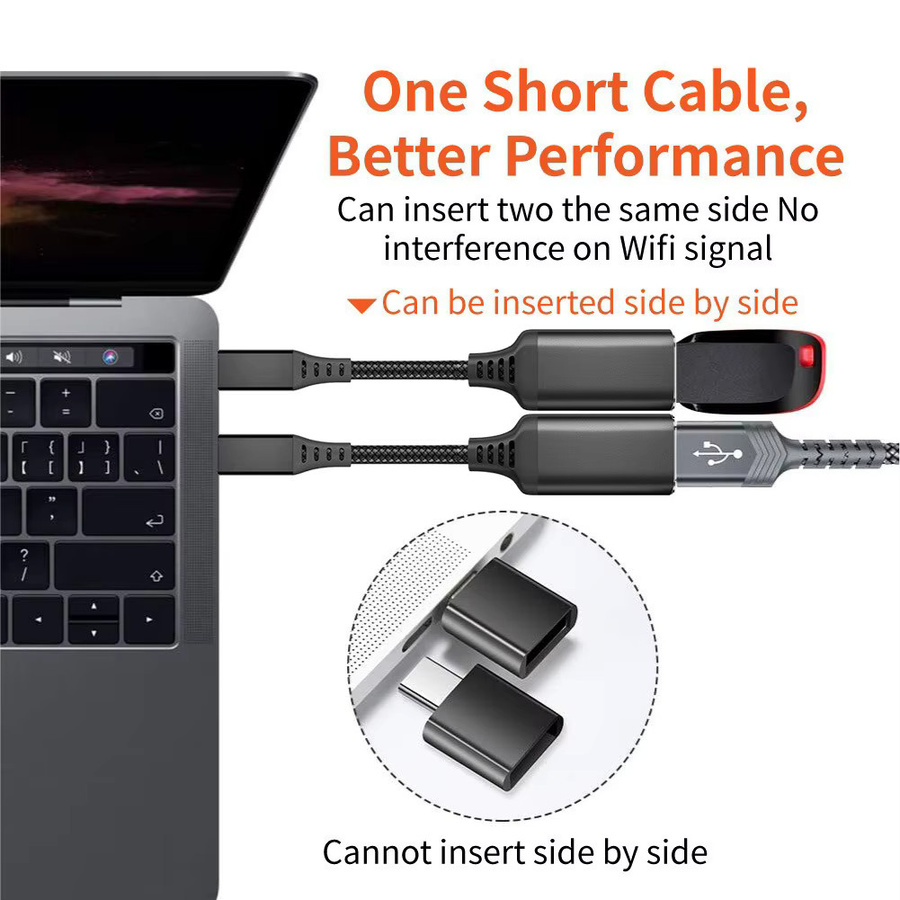 STONEGO OTG-Adapterkabel USB-C-Stecker auf USB 3.0 A-Buchse in Schwarz für schnelles Laden und Synchronisieren - Bild 3