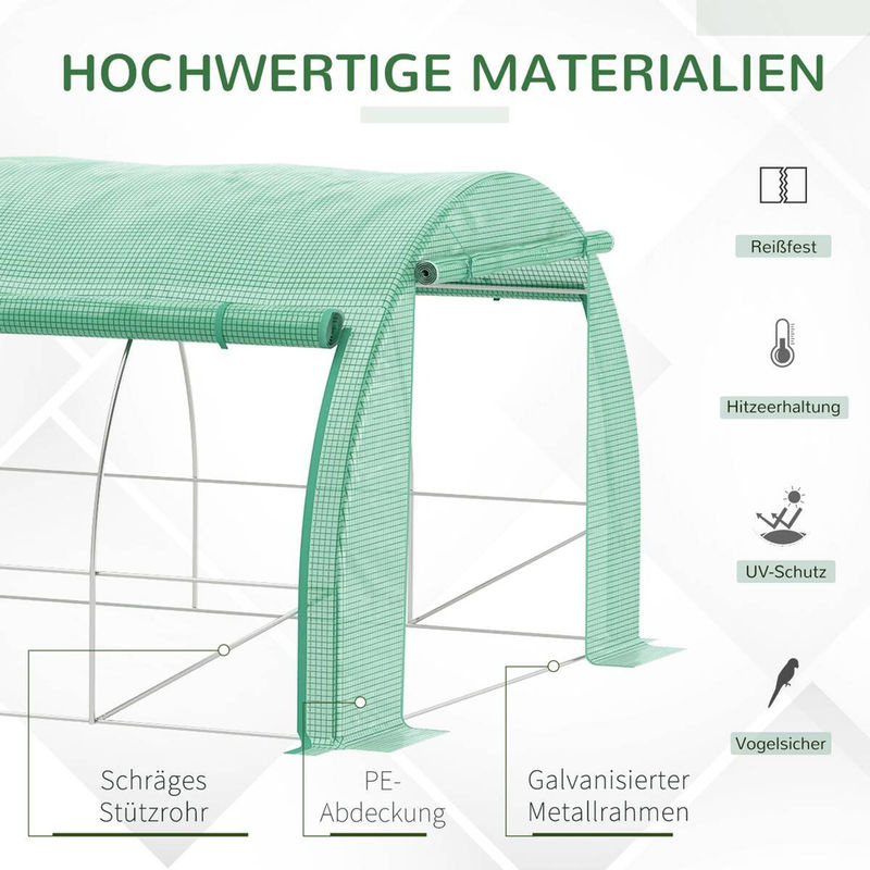 Outsunny Gewächshaus aus Metall und Kunststoff in Grün, B/H/L: 300 x 200 x 590 cm - Bild 3