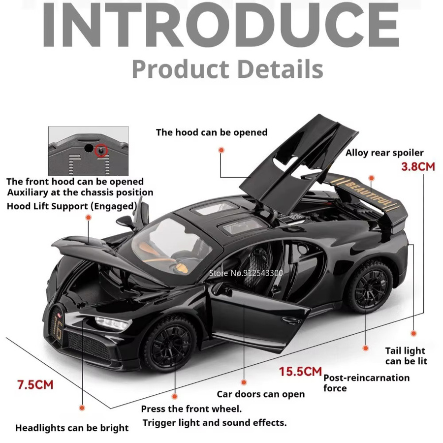 RMZ city Chiron Atlantic Automodell, 1:32, mit Licht und Sound, Druckguss-Fahrzeug - Bild 2