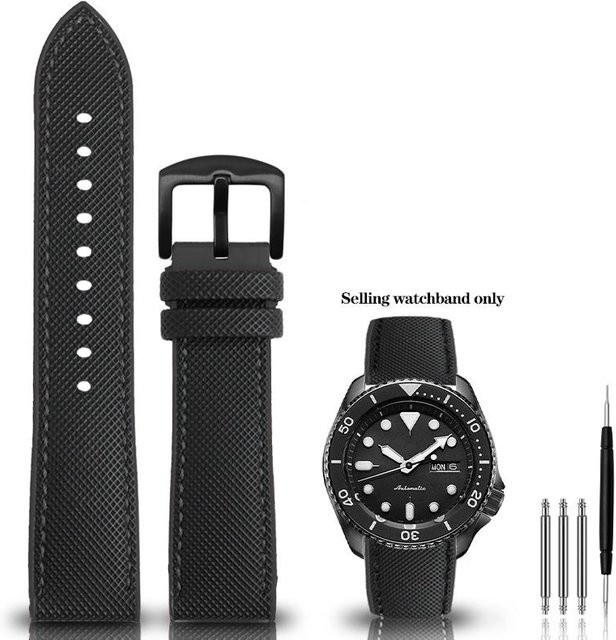 Uhrenarmband Silikon, Schwarz, Herren, 21mm - Bild 1