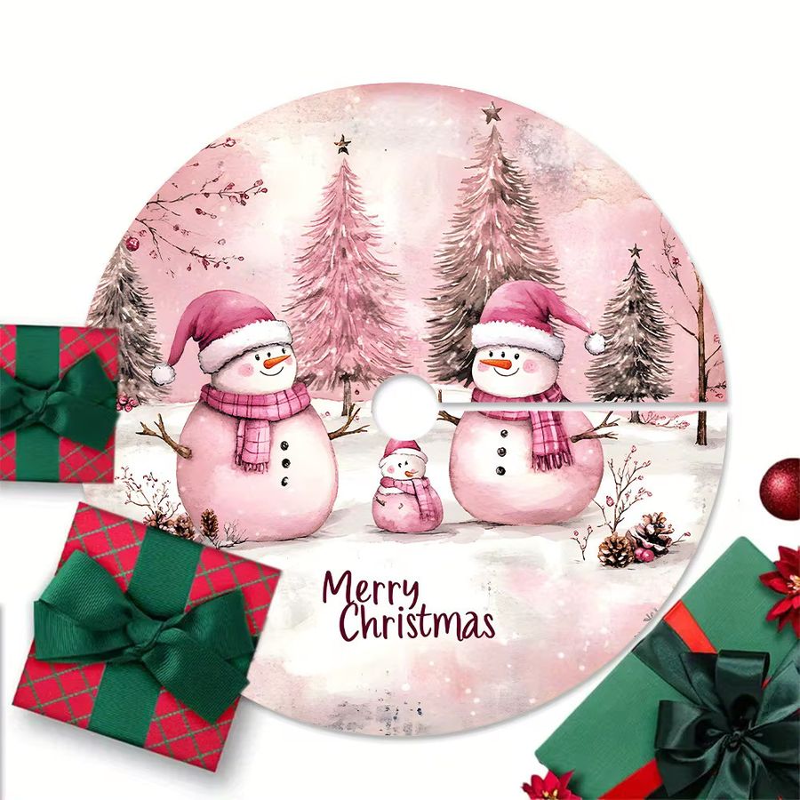 VIKAMA Weihnachtsbaum Rock mit rosa Schneemann Druck zur Weihnachtsdekoration - Bild 2