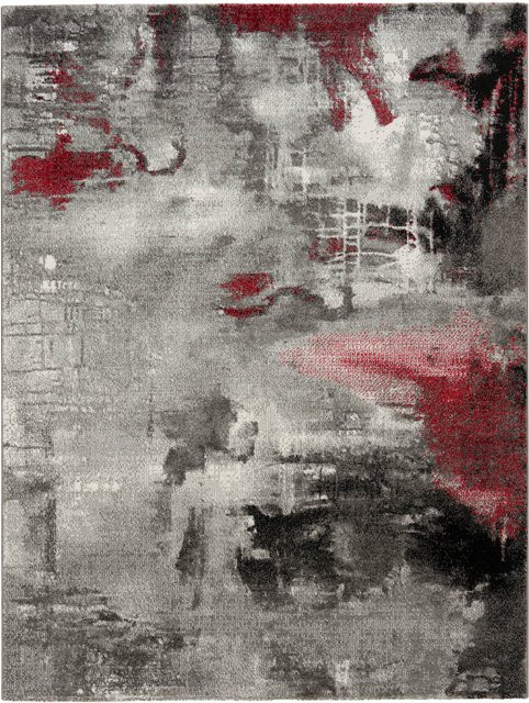 Teppich Horizon in Rot und Multicolour mit abstraktem Vintage-Design, B/B: 200 x 290 cm - Bild 1