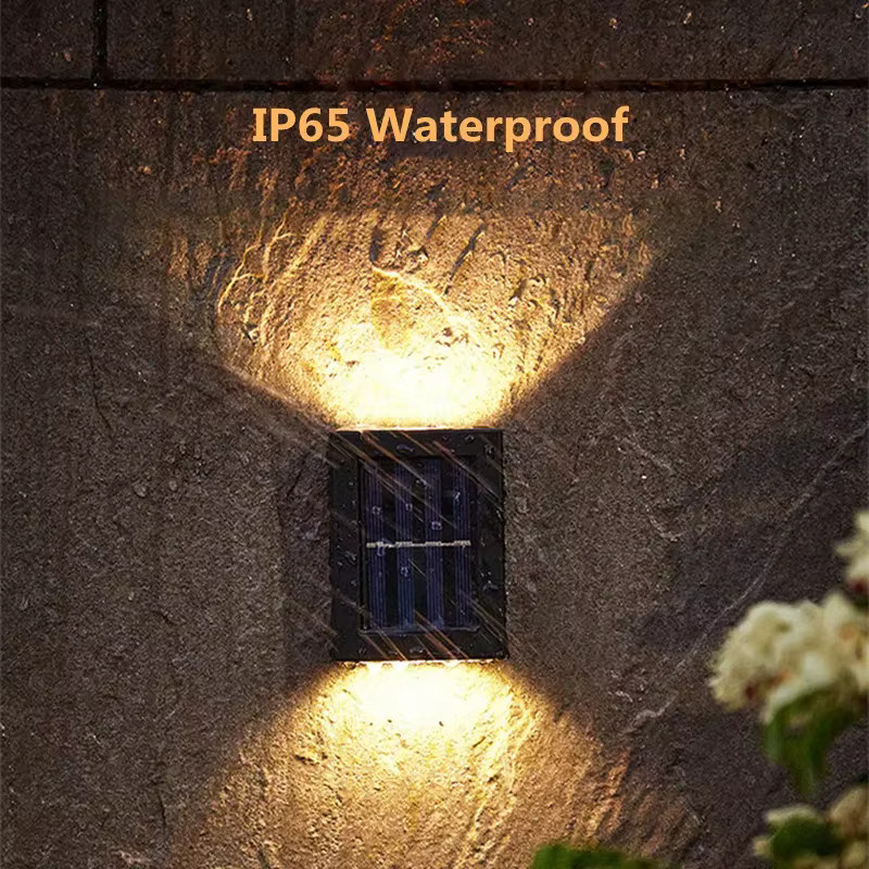 Solar LED Außenbeleuchtung mit Bewegungssensor und Up-Down-Lichtfunktion, Wasserdichte Solar Wandleuchte für Garten und Außenbereich, Schwarz, Warmweiß - Bild 2