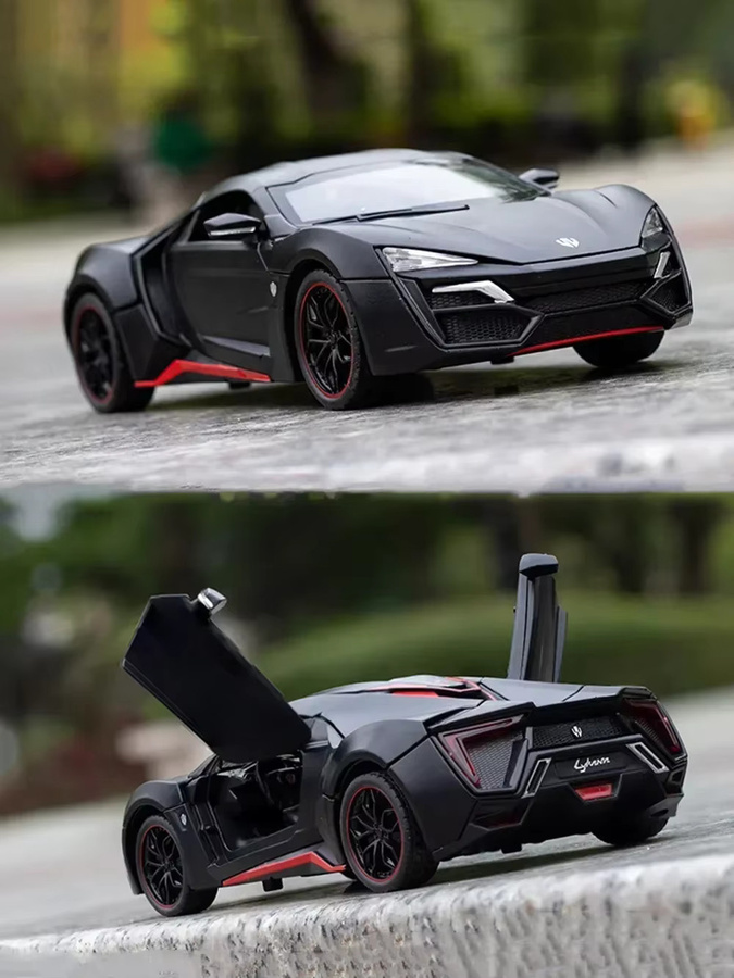 MAKEDA Lykan Supercar SRT Hellcat Modell, Spielzeug Auto, 1:24, mit Licht und Sound, Metall, Gummi Reifen - Bild 5