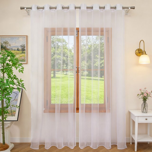 FLYINGCURTAINS Transparenter Vorhang in Weiß mit Ösen, Lichtfilternd und Minimalistisch, B/H: 50 x 50 cm - Bild 1