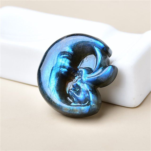 Natürliche Labrador Quarz Fee Kristall Skulptur als Worry Stone für Meditation und Heimdekoration - Bild 1