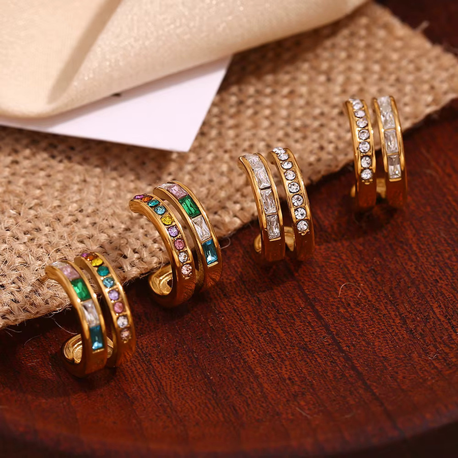 E.B.belle Ohrringe, Edelstahl, Gold, Zirkonia, Damen - Bild 1