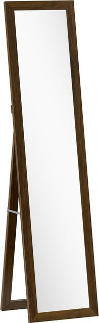 HOMCOM Standspiegel Nussbaum, Ganzkörperspiegel mit Ständer zur Wandmontage oder freistehend, Höhe: 157 cm, Breite: 37 cm - Bild 1