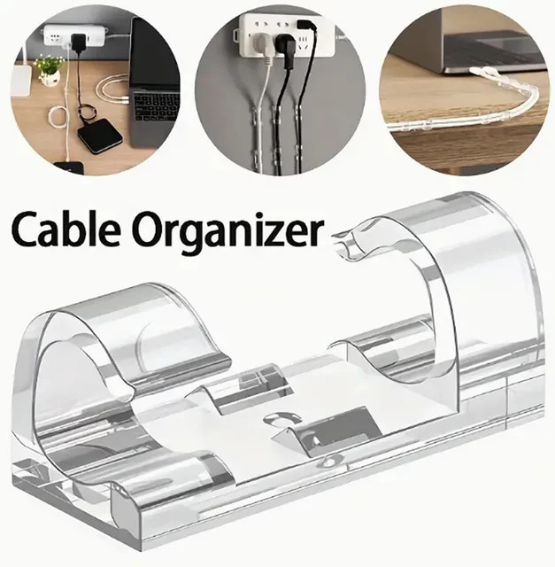 Kabel Organizer Clips Transparent Selbstklebend aus Kunststoff für Home Office und Schreibtisch - Bild 1