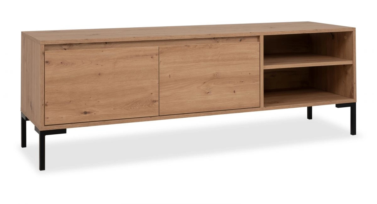 Modernes TV-Lowboard Bastia von Furn.Design in Eiche Artisan mit 2 Klappen und 4 Fächern, B/T/H: 150 x 40 x 49 cm - Bild 4