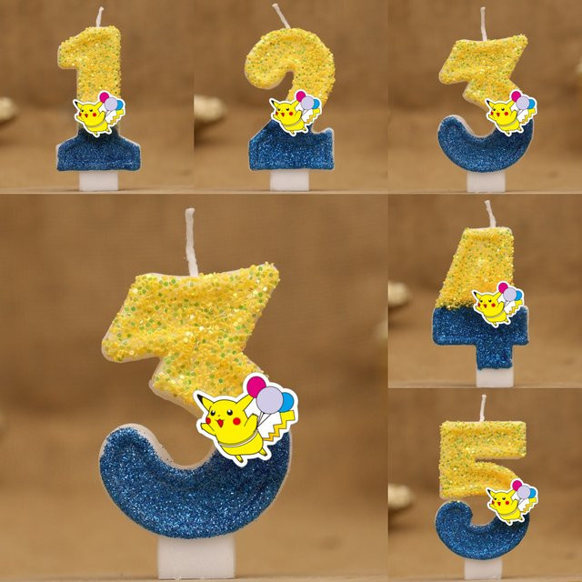 Pikachu Geburtstagskuchen Kerzen Set von Potdemiel in Gelb als Anime Figuren Kuchen Topper für Kinder und Baby Shower Dekoration - Bild 1