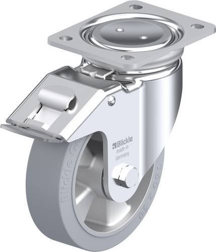 Blickle Lenkrolle LU-ALEV 160K-FI-SG mit Feststeller in Grau und Silber, Rad-Durchmesser: 160 mm, Tragfähigkeit: 400 kg - Bild 1