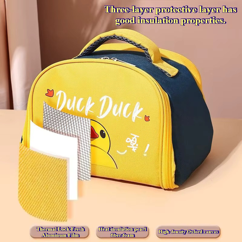 KAIGUANG Enten-Lunchtasche aus Segeltuch in Gelb, thermoisolierte und wasserdichte Lunchbox mit Reißverschluss - Bild 5
