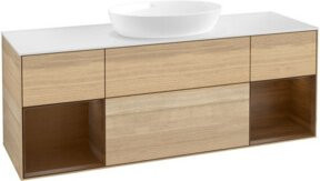V&B Waschtischunterschrank Finion in Weiß mit Eichenregal, Breite: 160 cm, Tiefe: 50,1 cm, Höhe: 50,1 cm - Bild 1